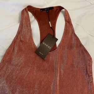 Gucci Iridescent Rust Liquid Lame Tank sz 40